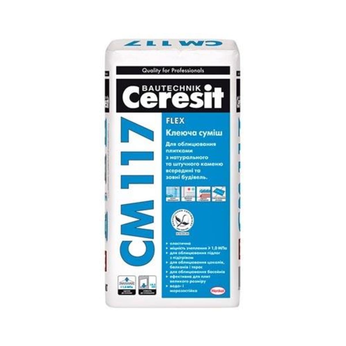 Клей для каменю плитки Сerezit CM 117 для внутр та зовн робіт